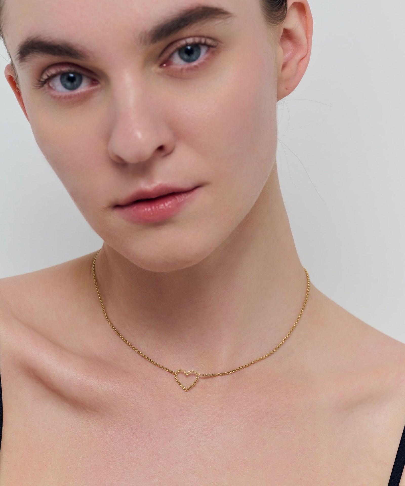 Heart Half Round Chain Necklace|SV925