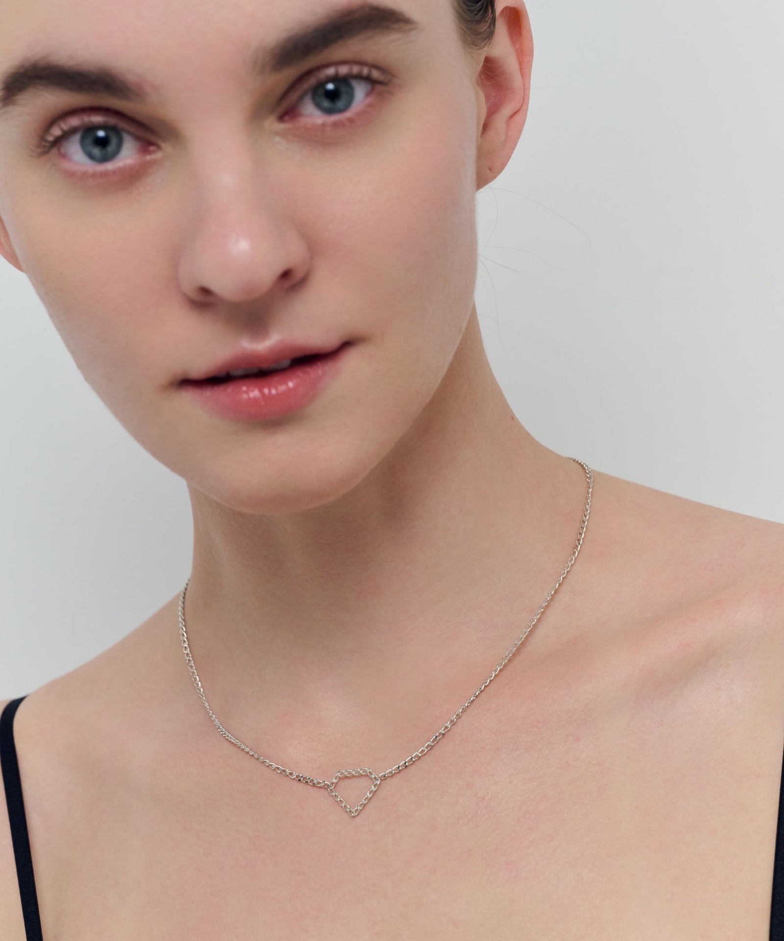 Diamond Long Curb Chian Necklace | SV925