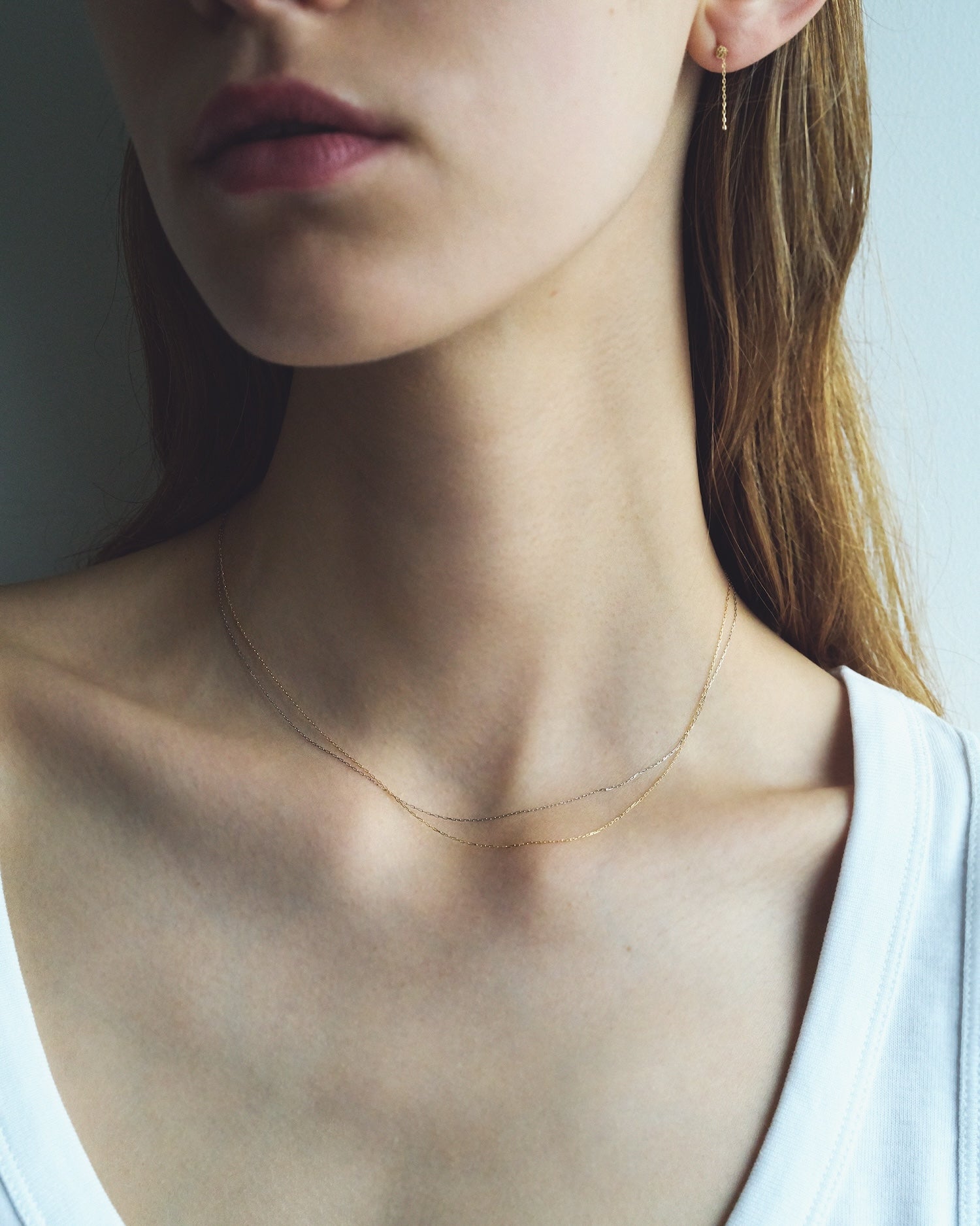 String Light Chain Necklace|K18YG