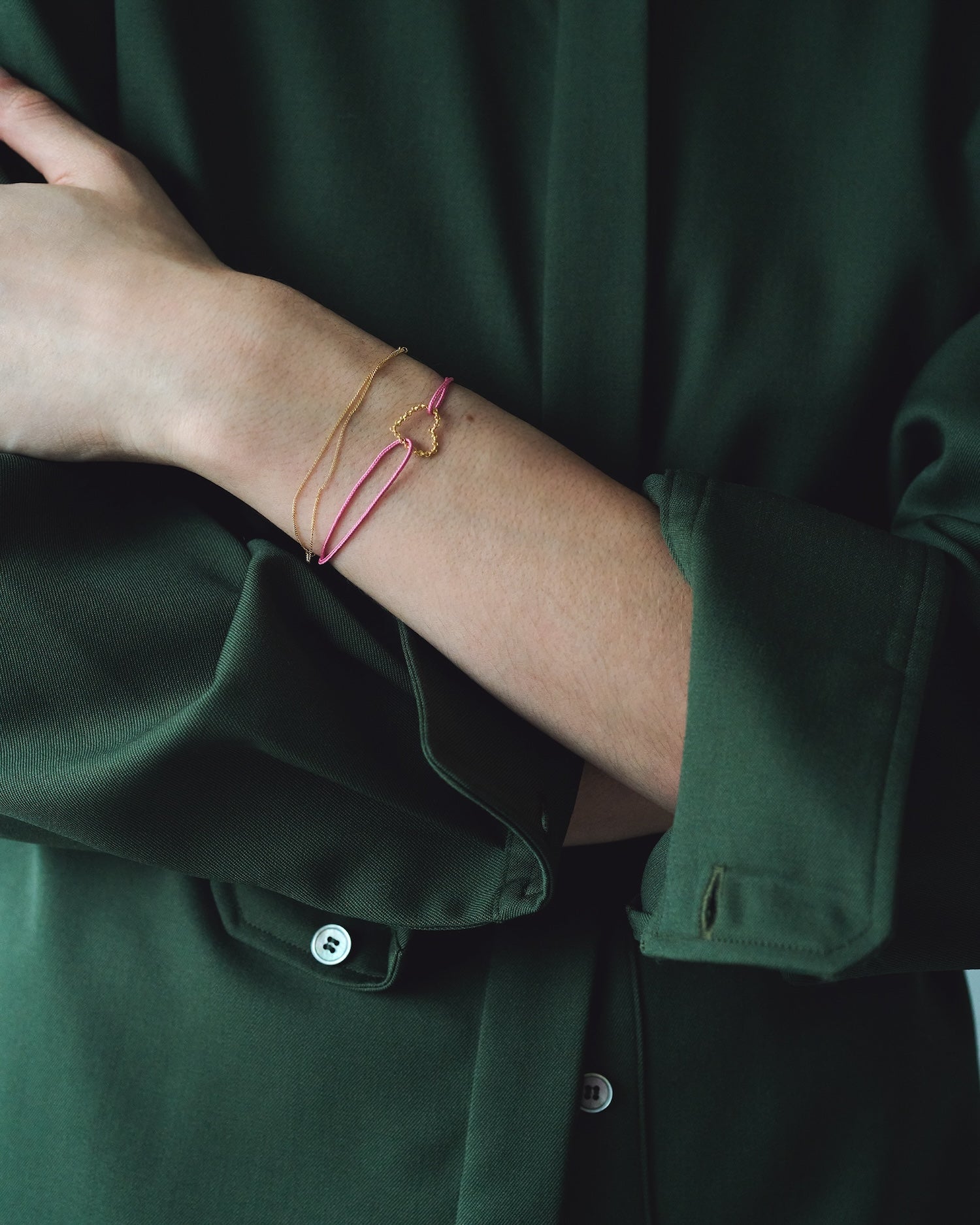 Heart Half Round Chain Cord Bracelet | SV925