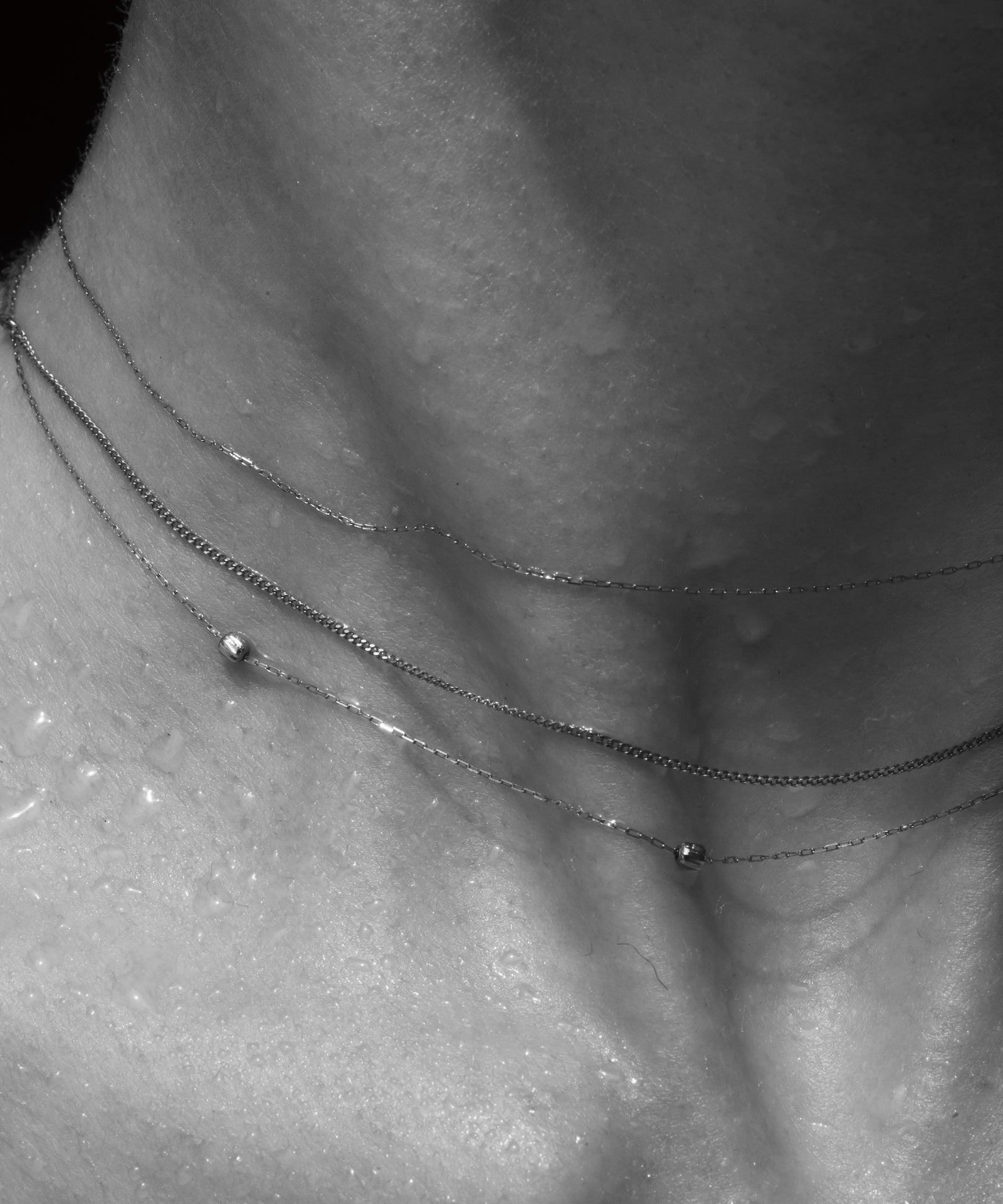 String Light Chain Necklace 2 Beads|K18YG