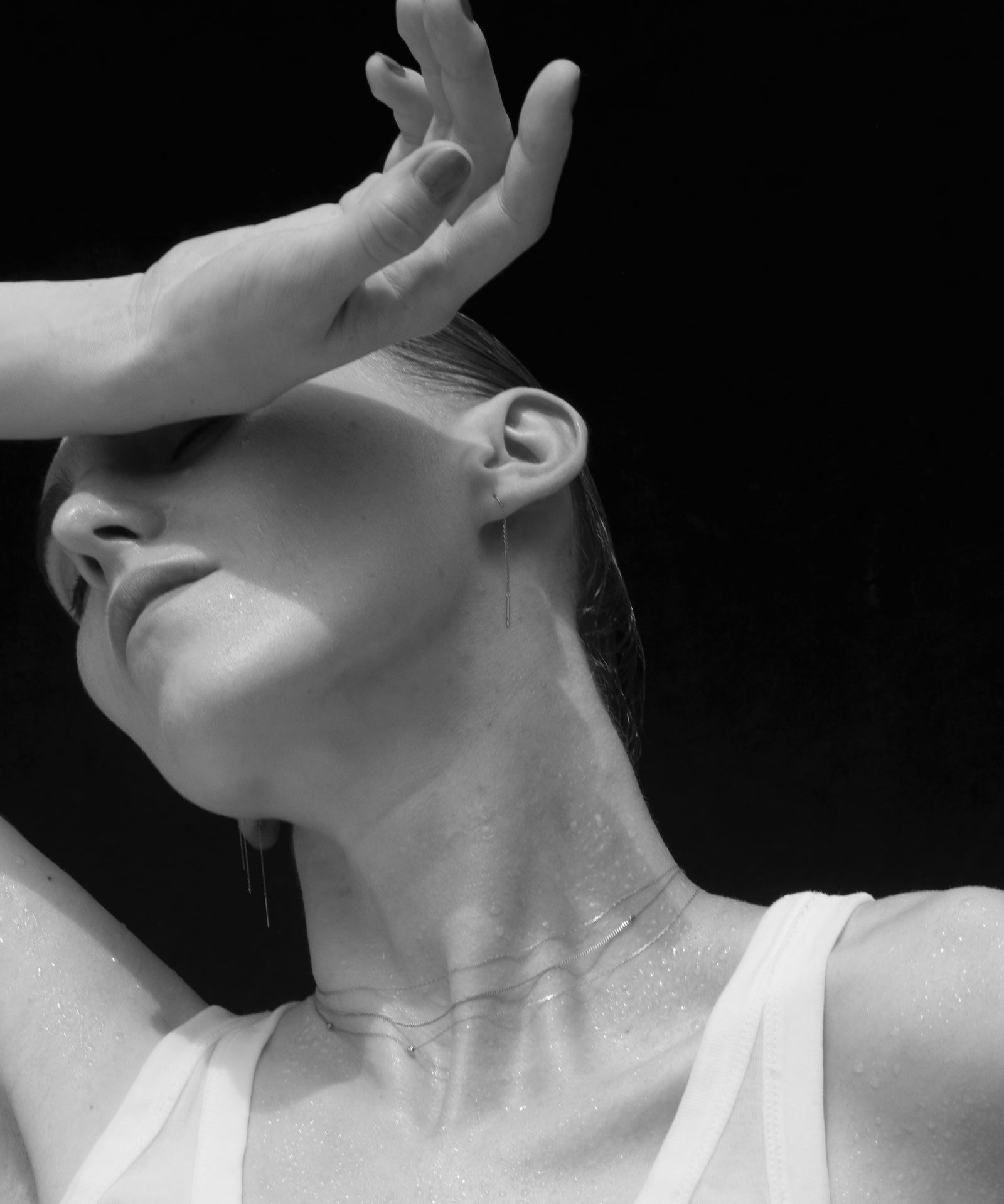 String Light Chain Necklace 2 Beads|K18YG