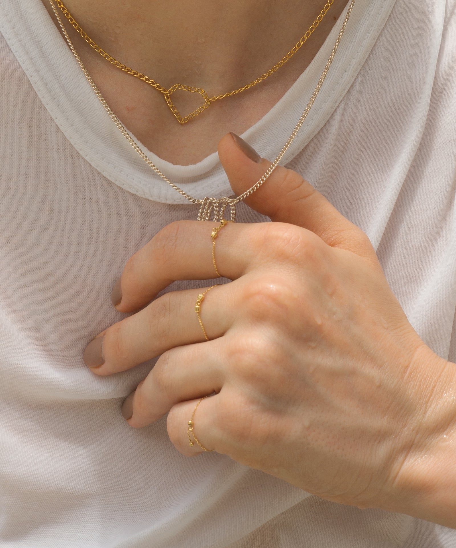 Diamond Long Curb Chian Necklace|SV925