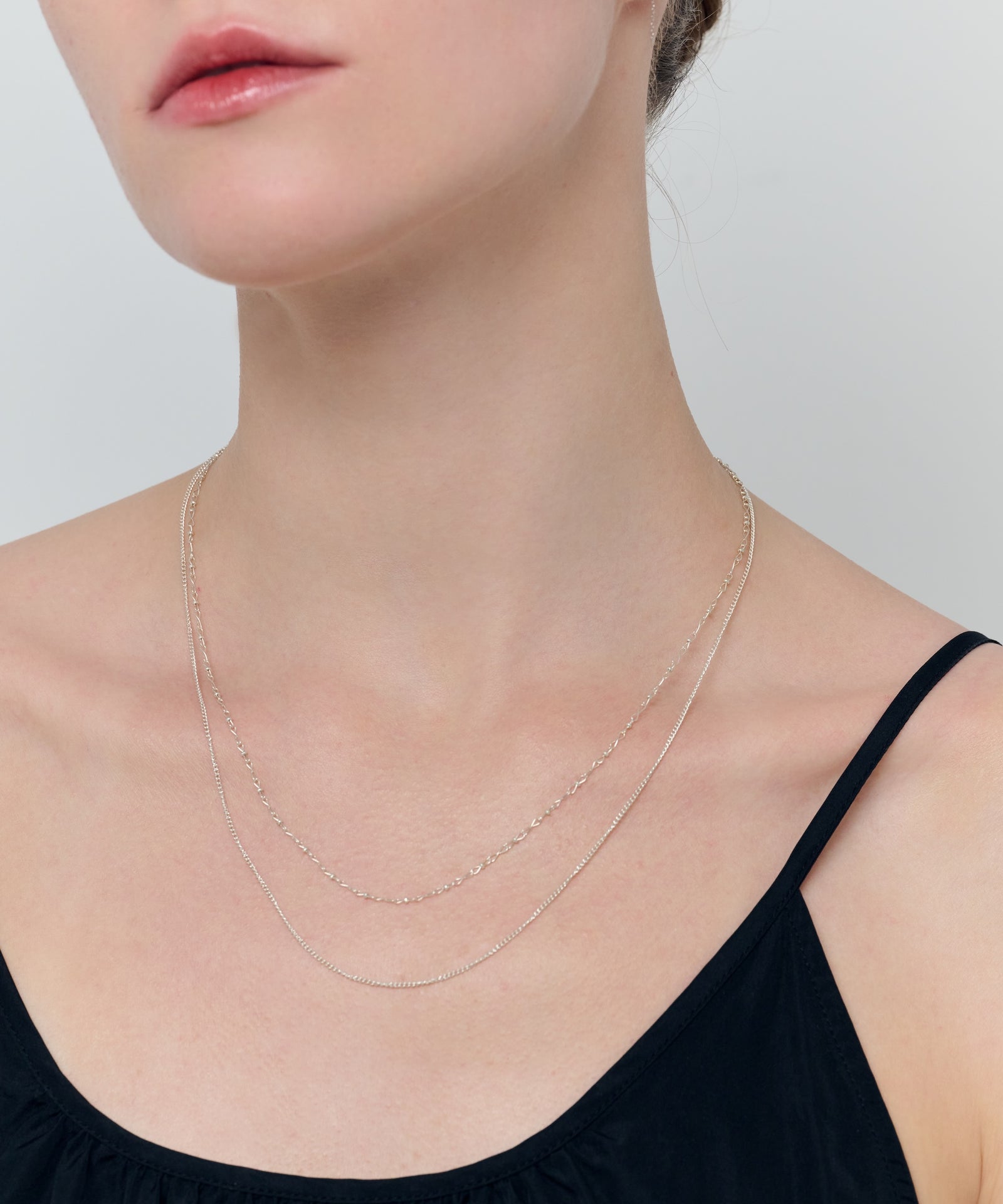 39inch Ribbon & Tiny Curb Chain Necklace|SV925
