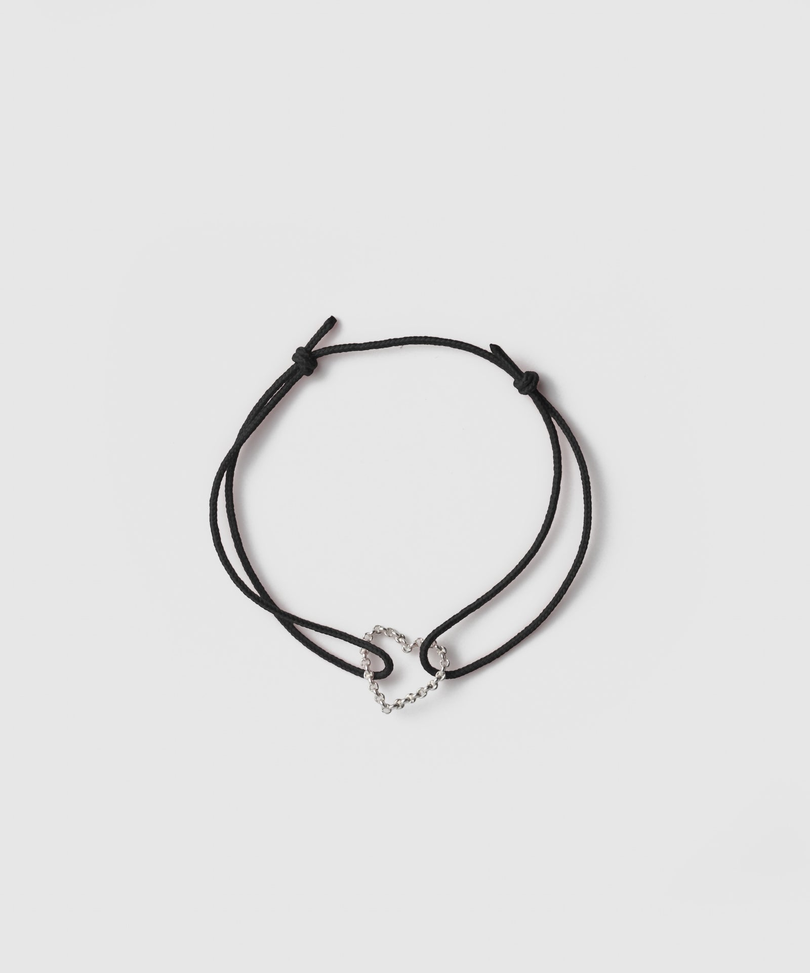 Heart Half Round Chain Cord Bracelet | SV925