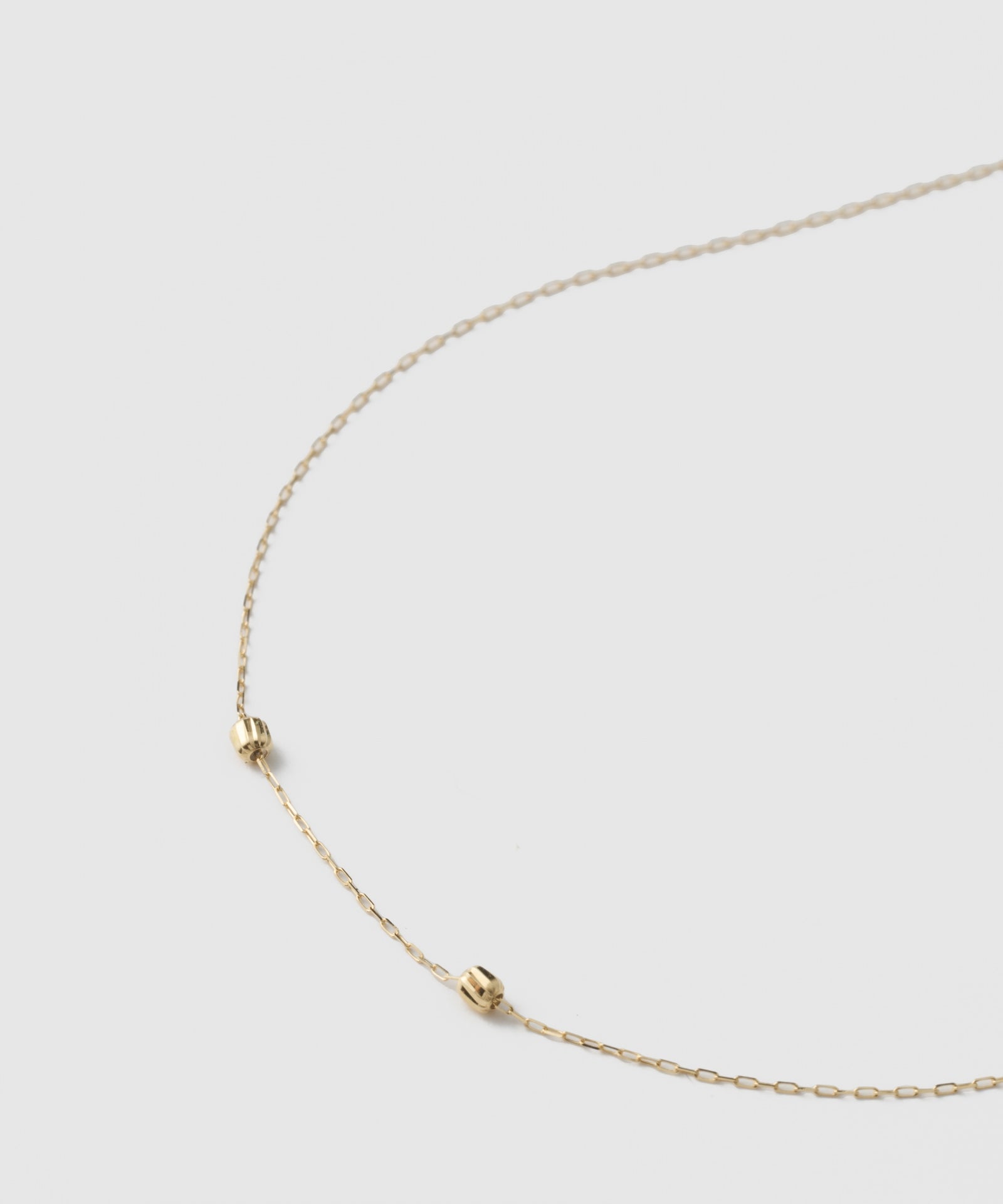 String Light Chain Necklace 2 Beads|K18YG
