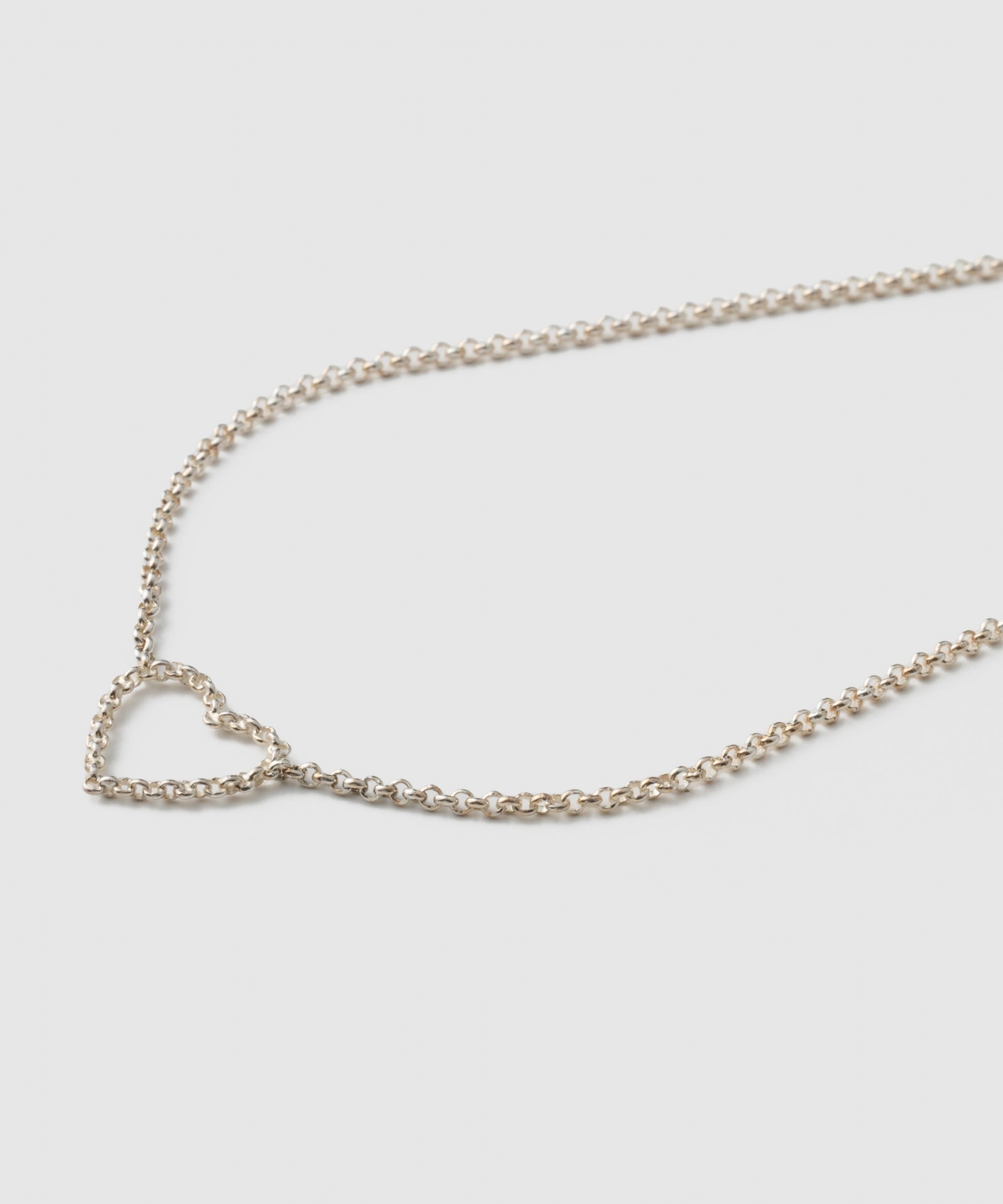 Heart Half Round Chain Necklace | SV925