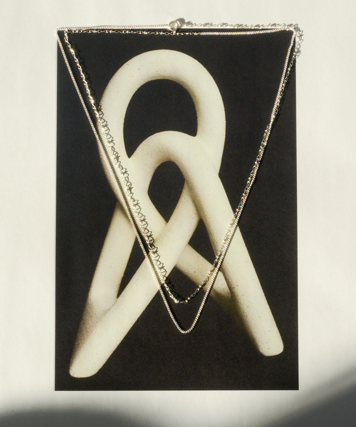 39inch Ribbon & Tiny Curb Chain Necklace｜SV925