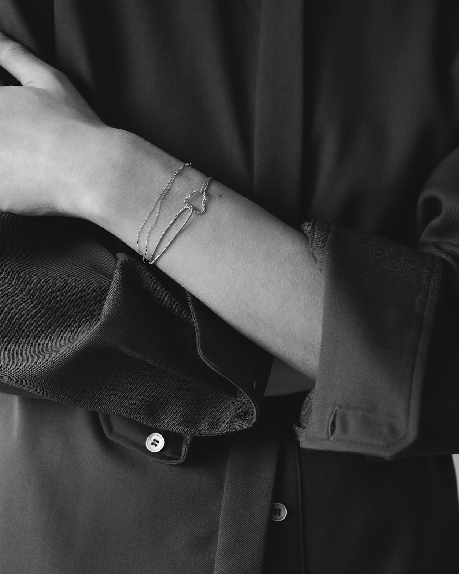 Heart Half Round Chain Cord Bracelet | SV925