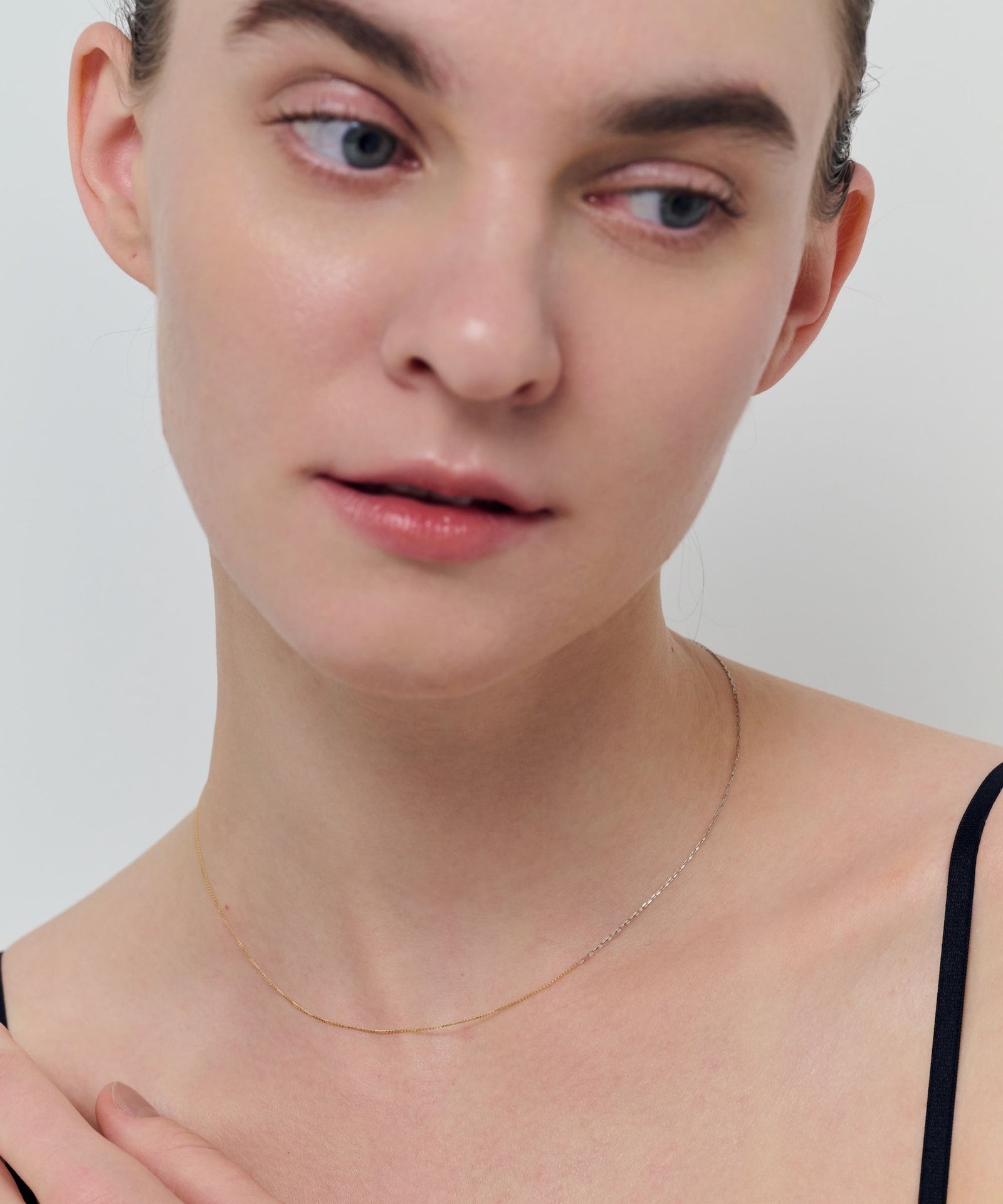 Asymmetric  Chain Necklace 3(K10) : 2(PT)