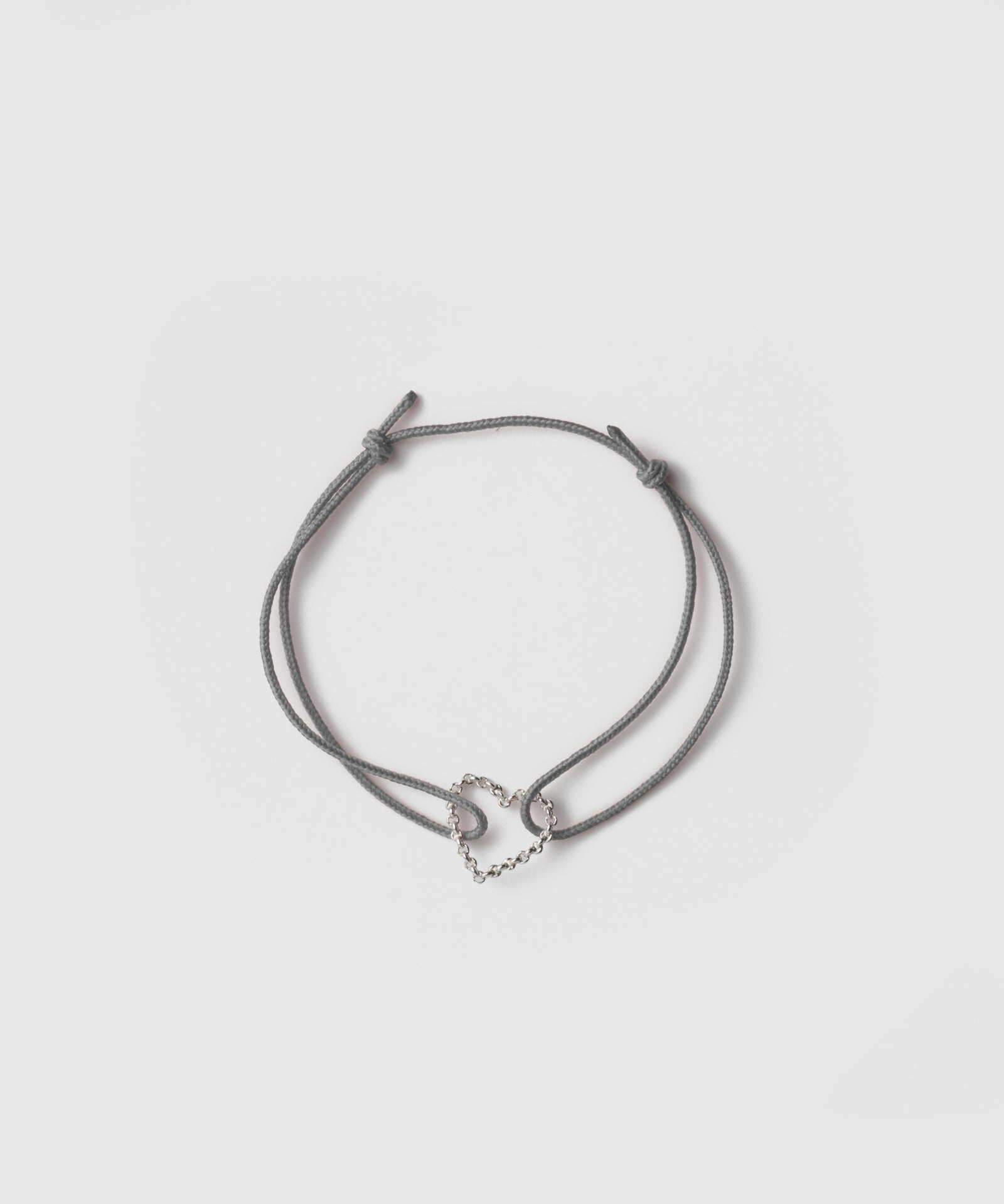 Heart Half Round Chain Cord Bracelet | SV925