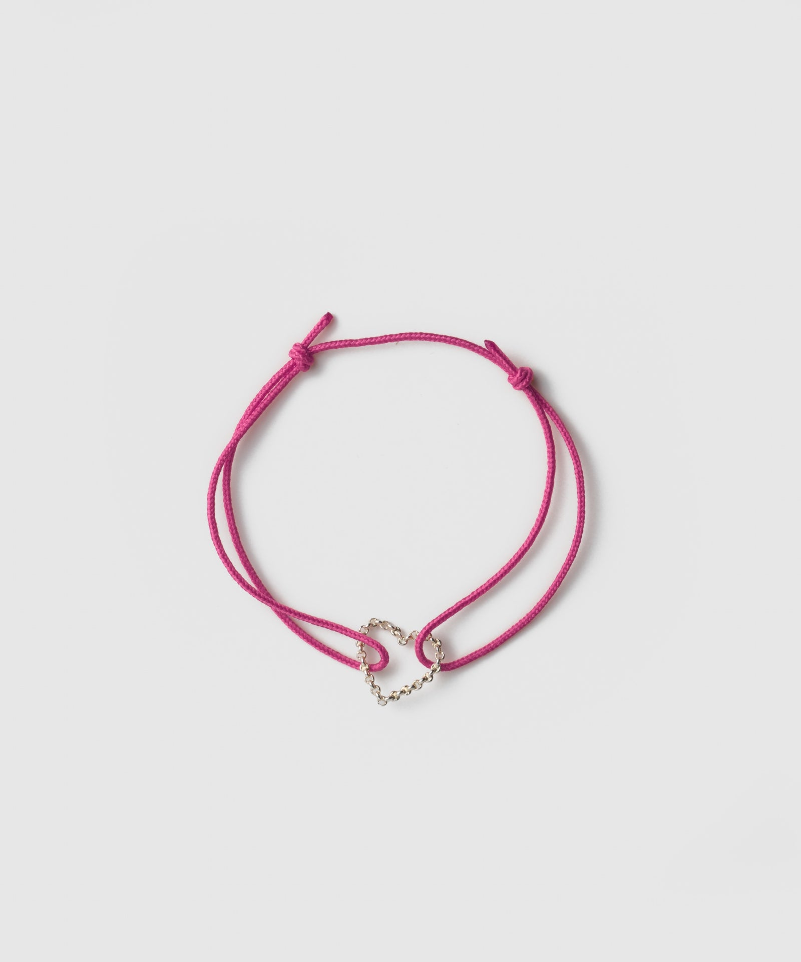 Heart Half Round Chain Cord Bracelet | SV925